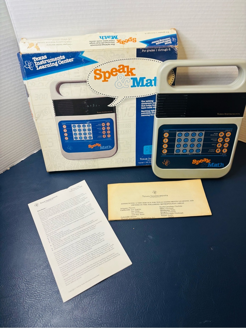 VTG 1980 Texas Instruments Speak & Math learning toy in original box works